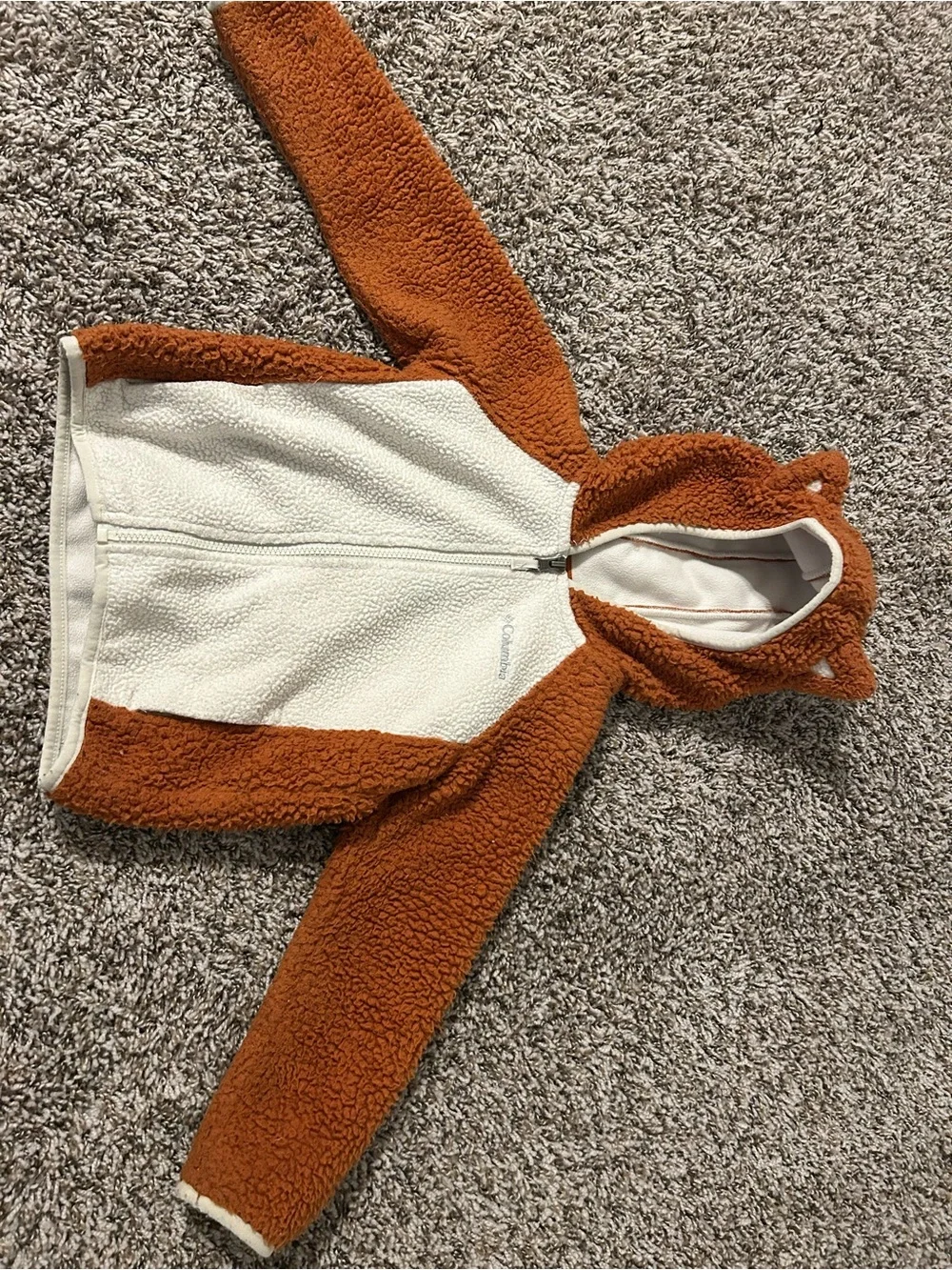 Columbia Kids Sherpa Zip Hoodie in Rust and Cream